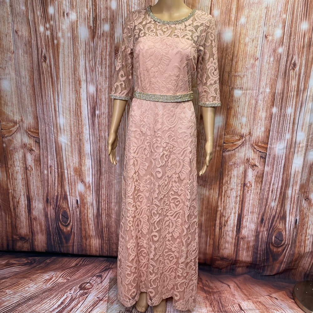 Sally Formal Rhinestone Trimmed‎ Lace Gown